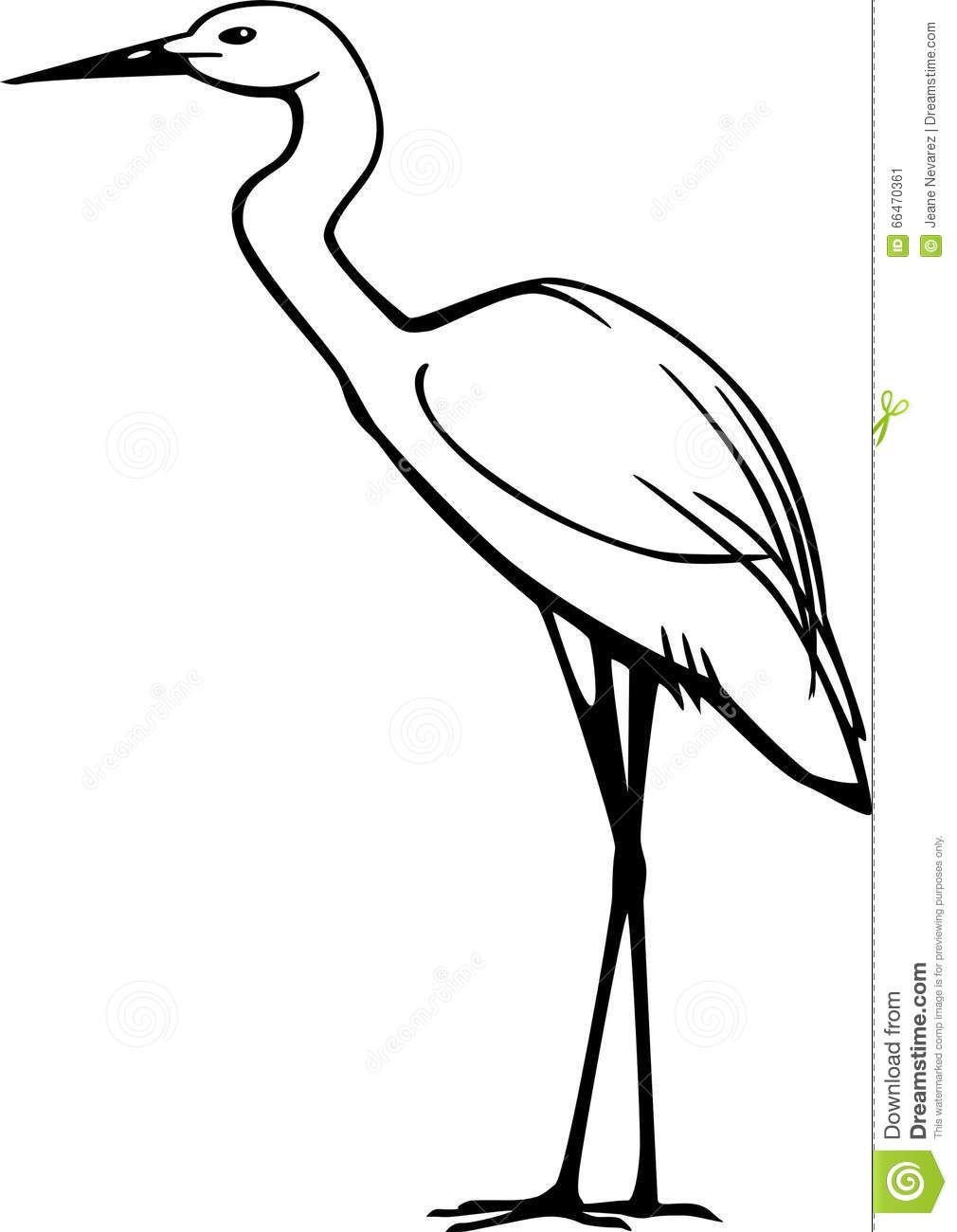 Контур на прозрачном фоне цапля