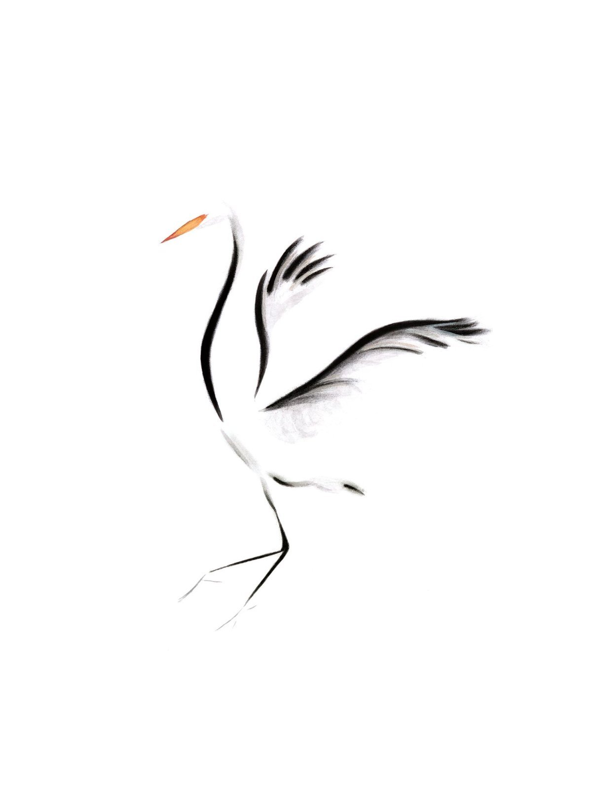 Журавль контур тату