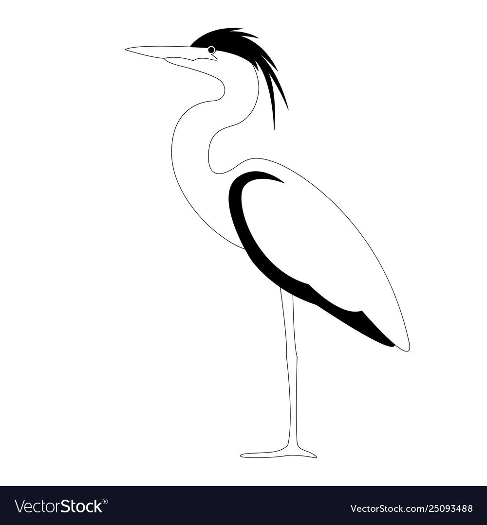 Цапля на одной ноге силуэт