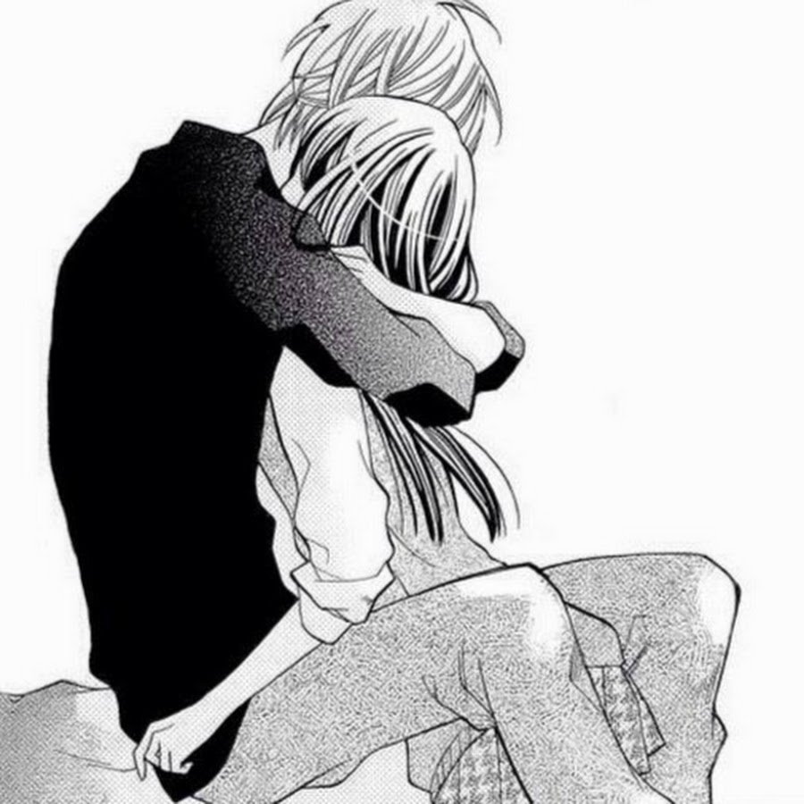 Аниме объятия чб