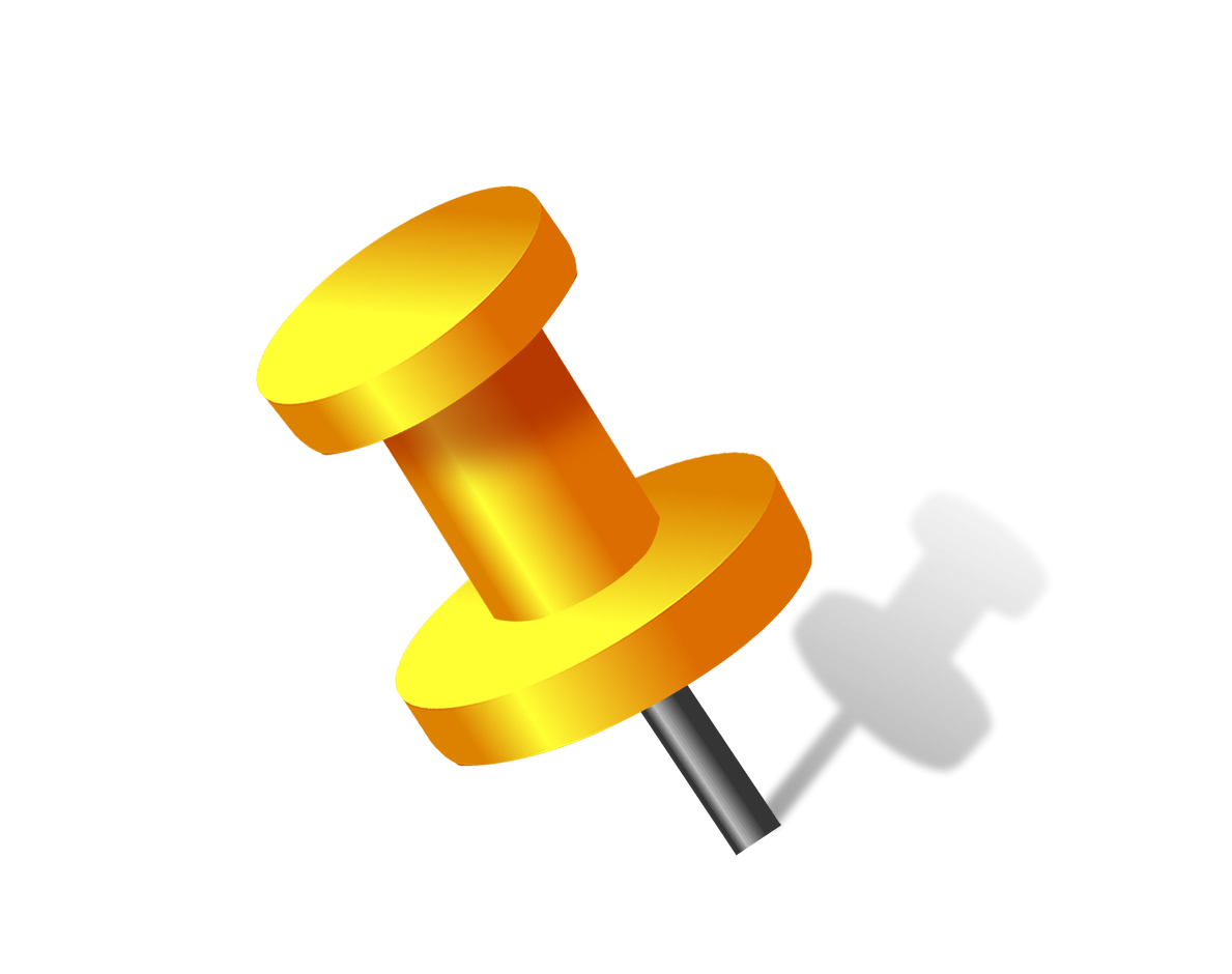 Канцелярская кнопка на прозрачном фоне металлическая