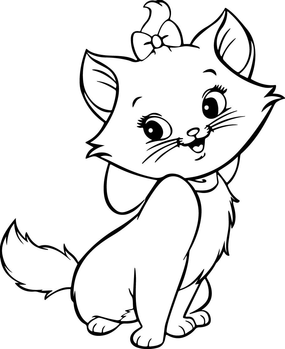 Кошка раскраска для детей