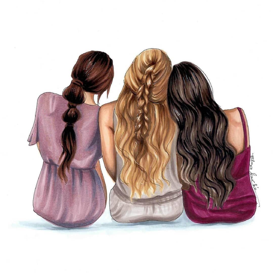 Рисунки для срисовки лучшие подруги