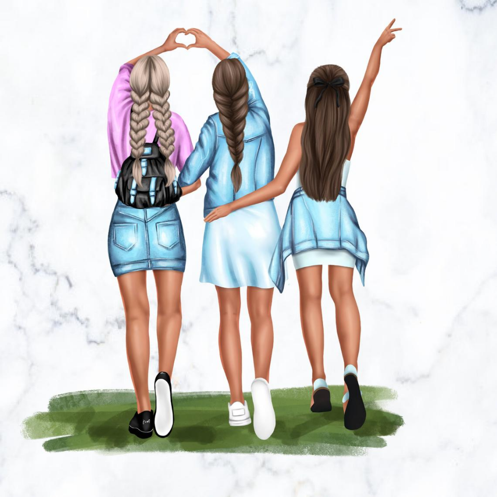 Две подружки рисунок для срисовки