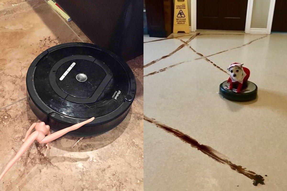 Робот пылесос размазал