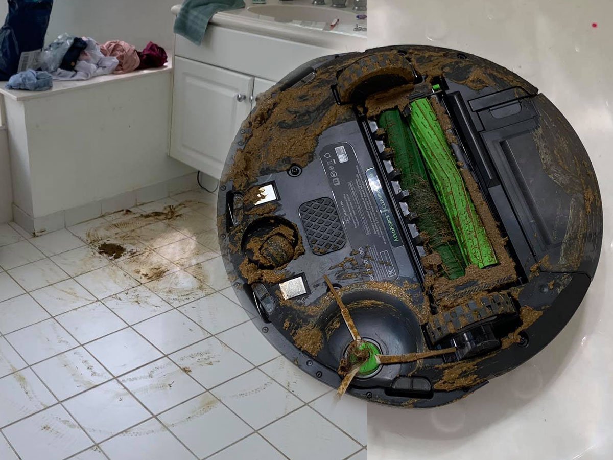 Робот пылесос размазал