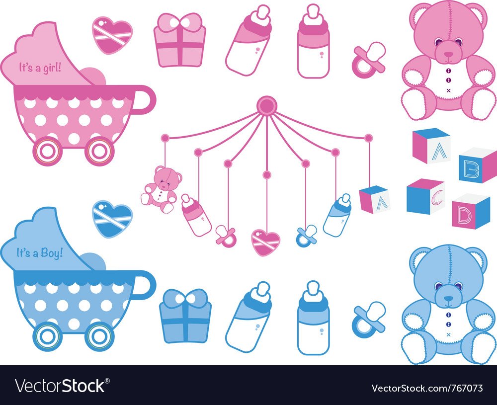 Принадлежности для новорожденных вектор