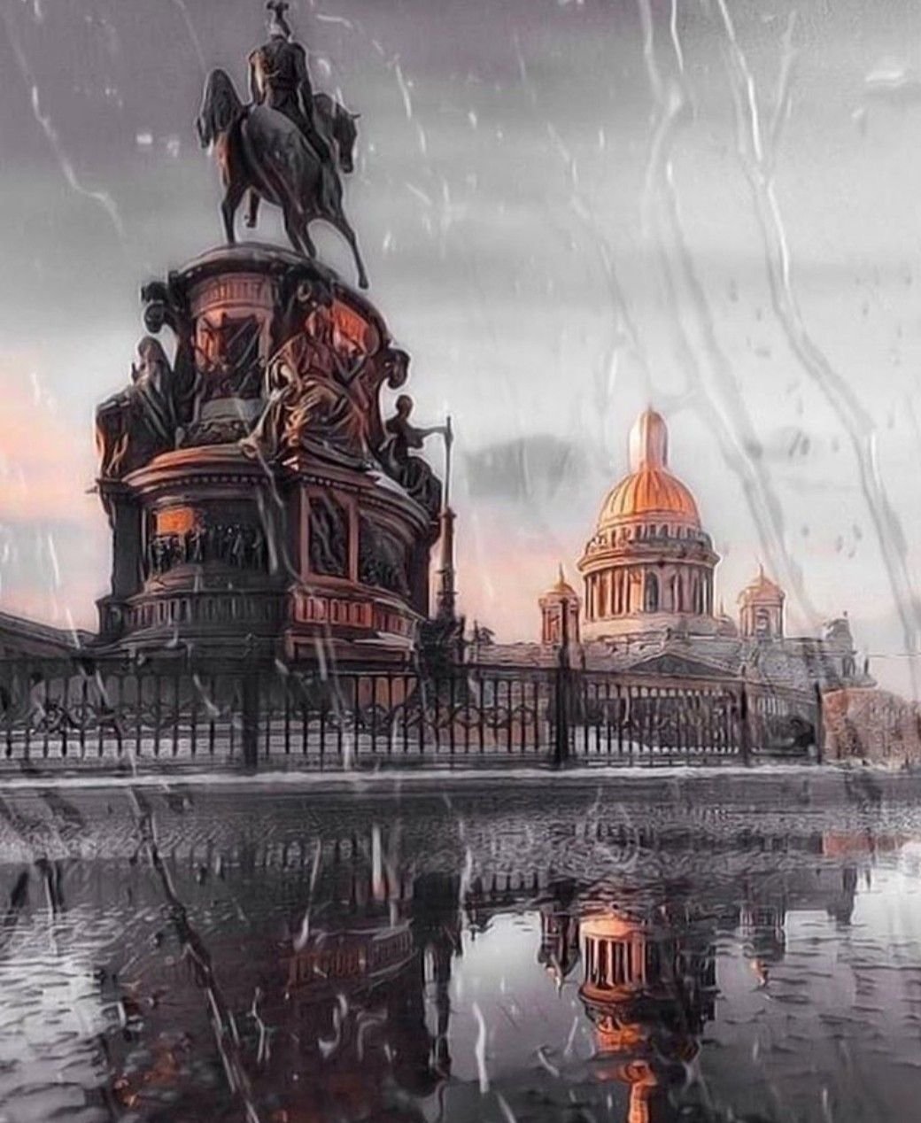 Дождливый Питер Исаакиевский собор