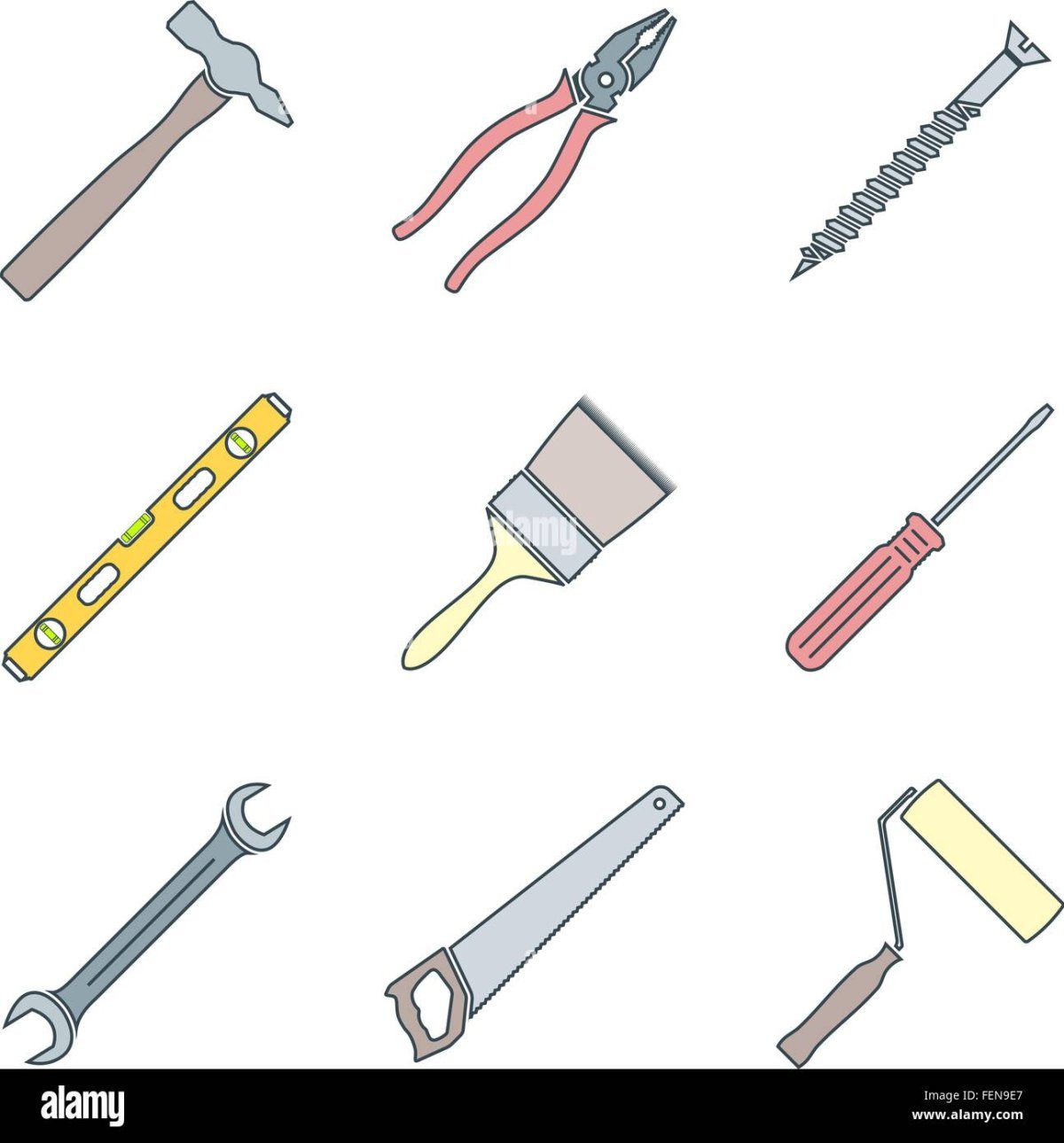 Строительные инструменты мультяшные