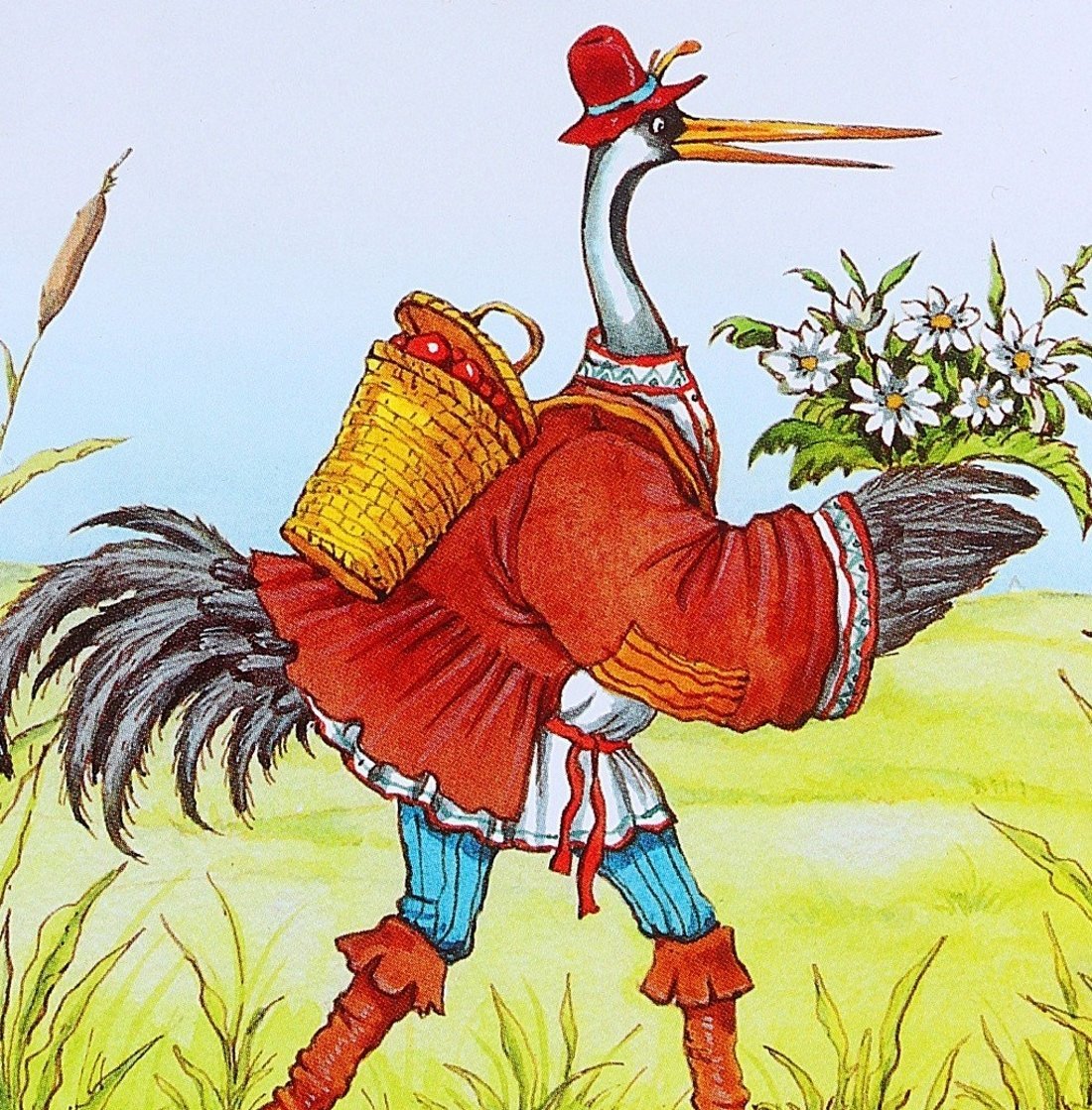 Журавль и цапля русская народная