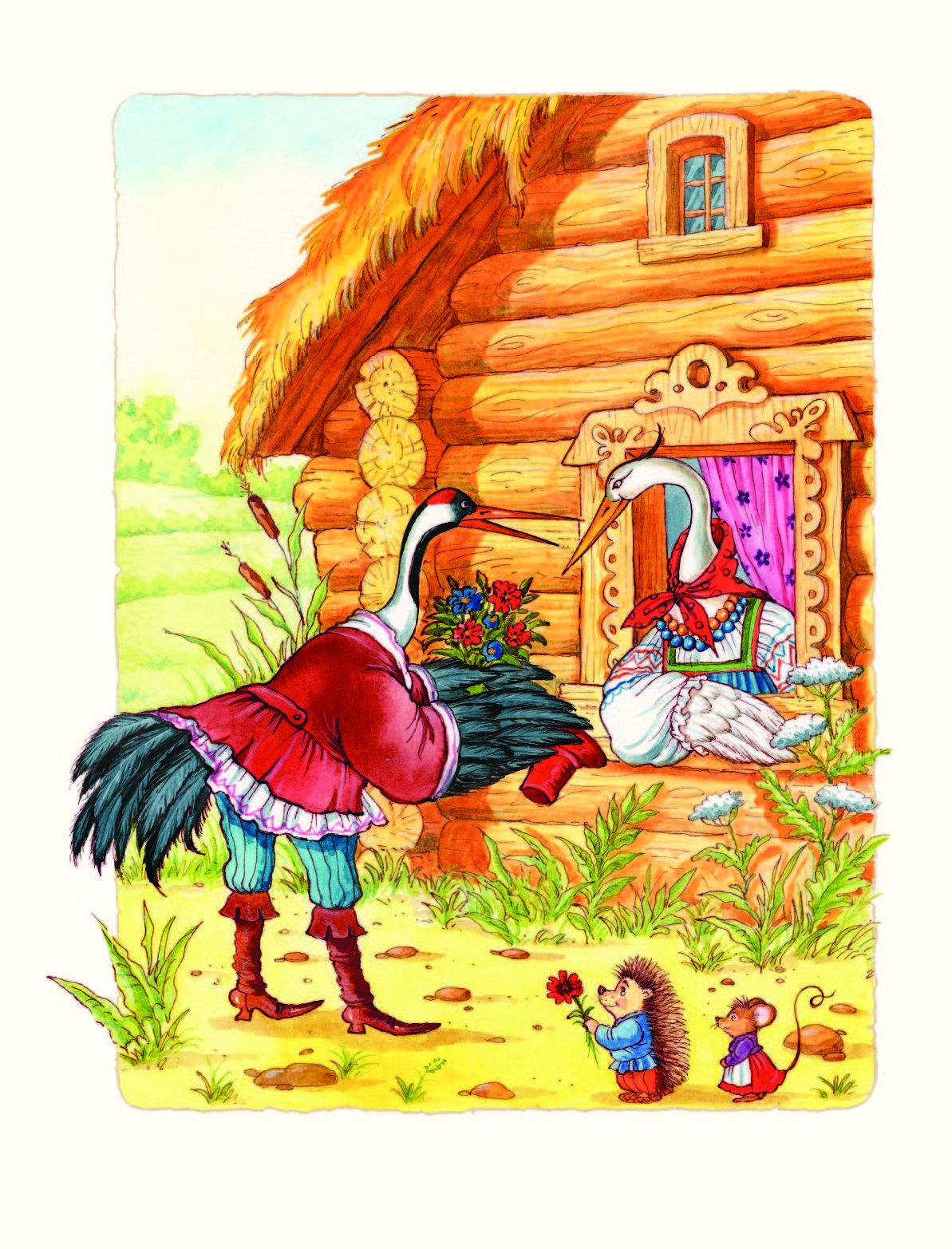 Рисунок к сказке журавль и цапля