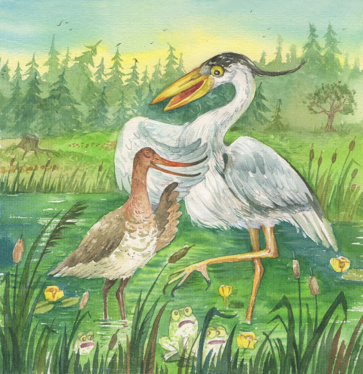 Сказка журавль и цапля текст