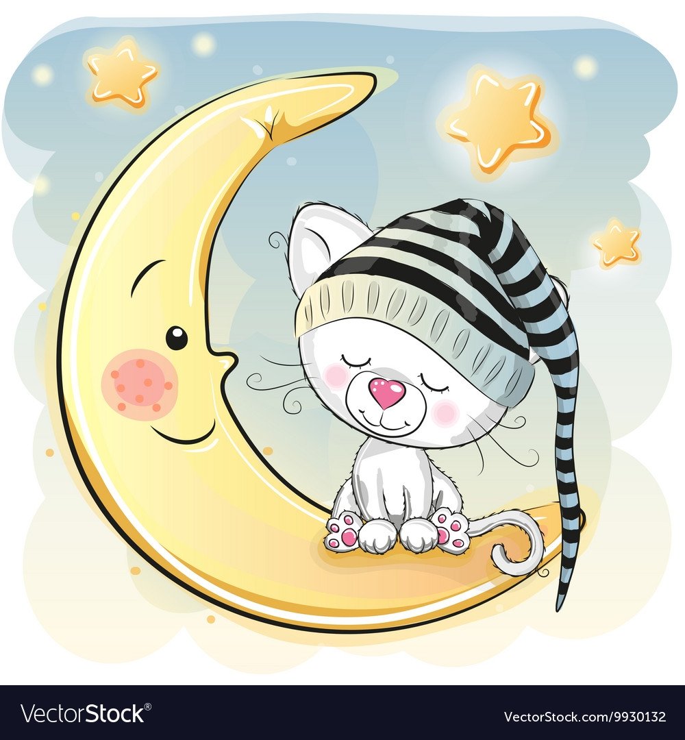 Котик спит на Луне