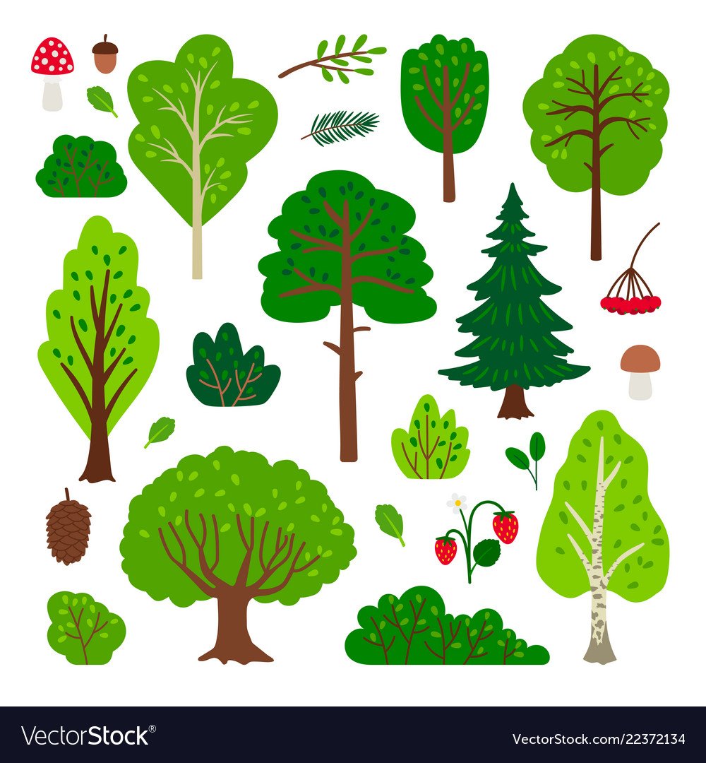Иллюстрация лес простые формы