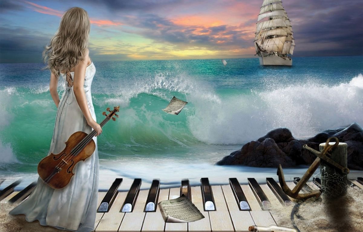 Пианино на берегу моря
