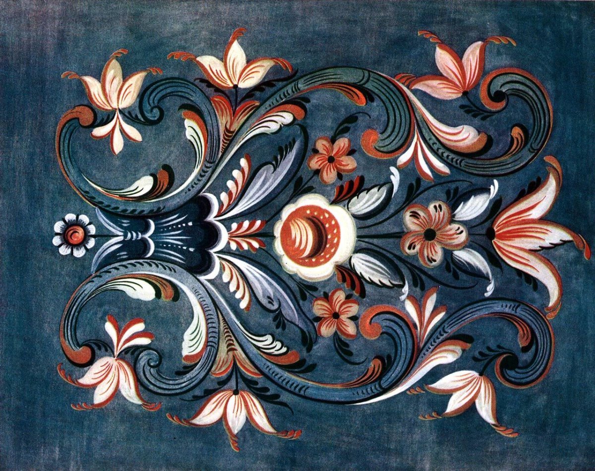 Норвежская роспись розами Rosemaling русемалинг