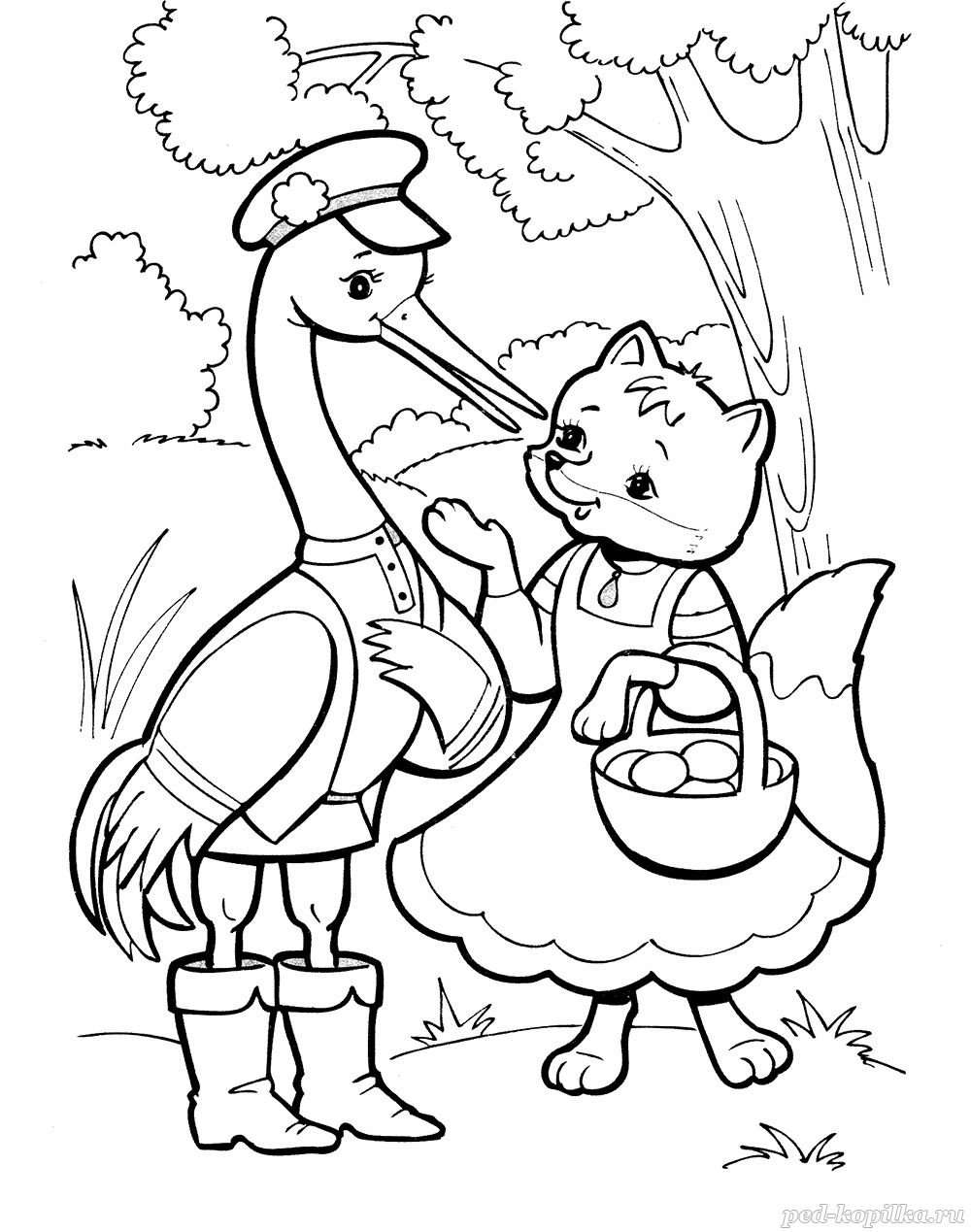 Лиса и журавль книжка