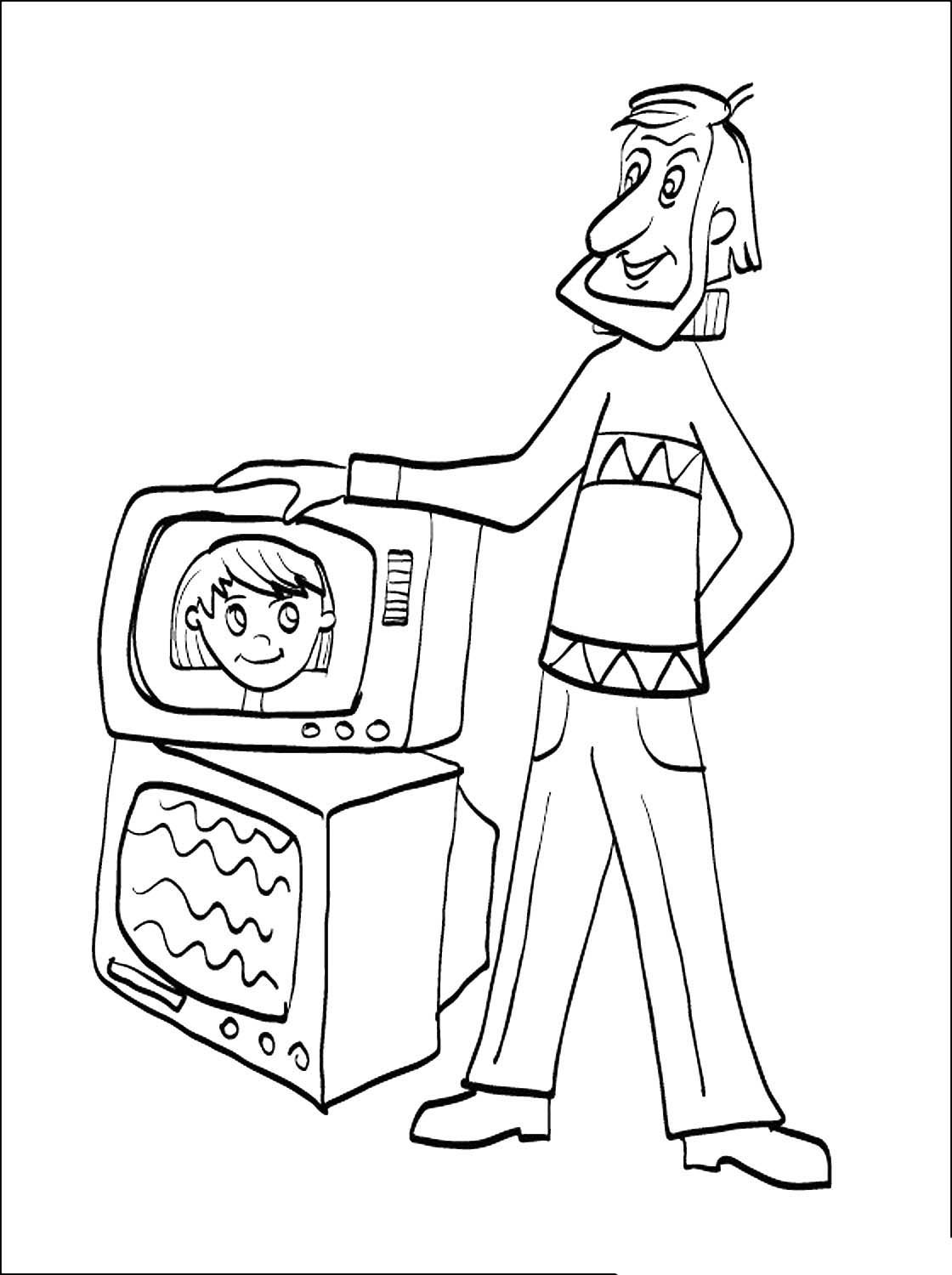 Дядя Федор и кот Матроскин раскраска