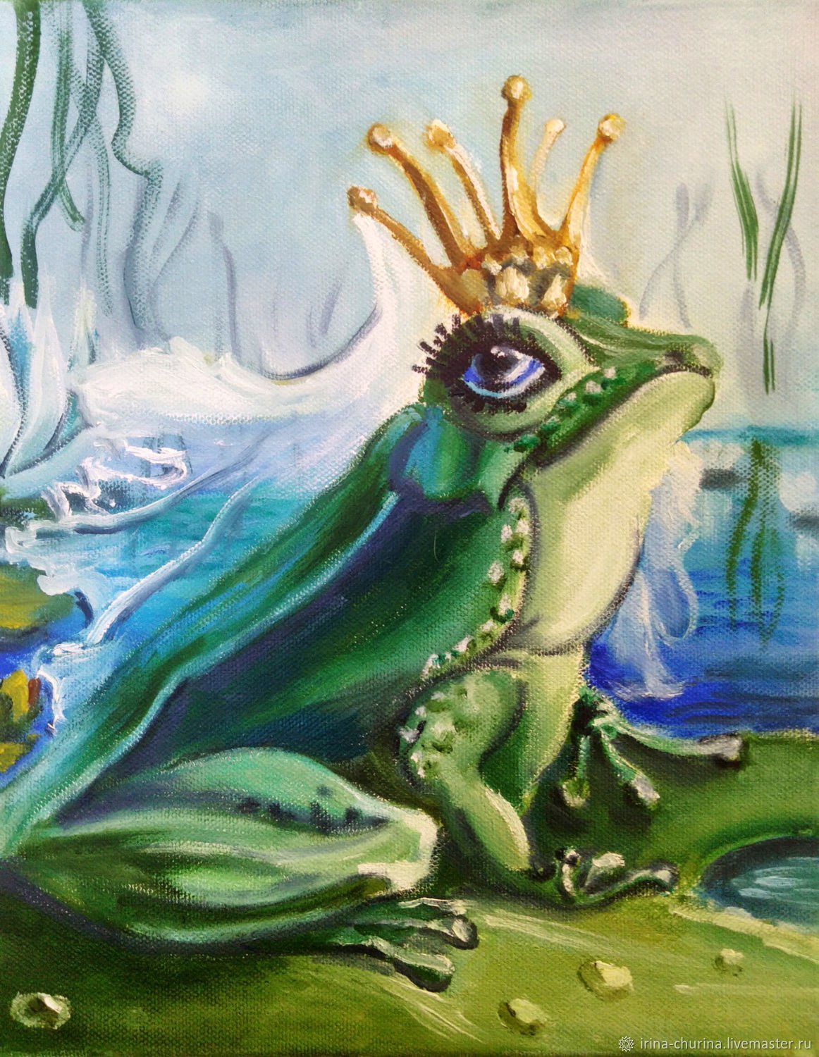 Лягушонок на кувшинке мультяшный