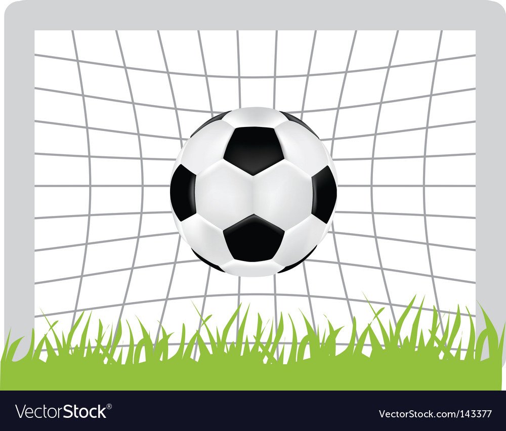 Мяч в воротах на белом фоне