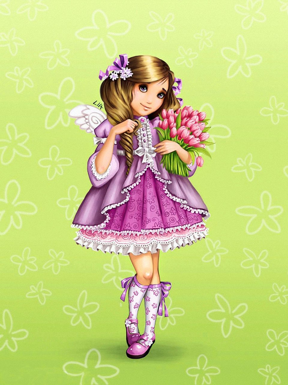 Девочка с бантиком мультяшная