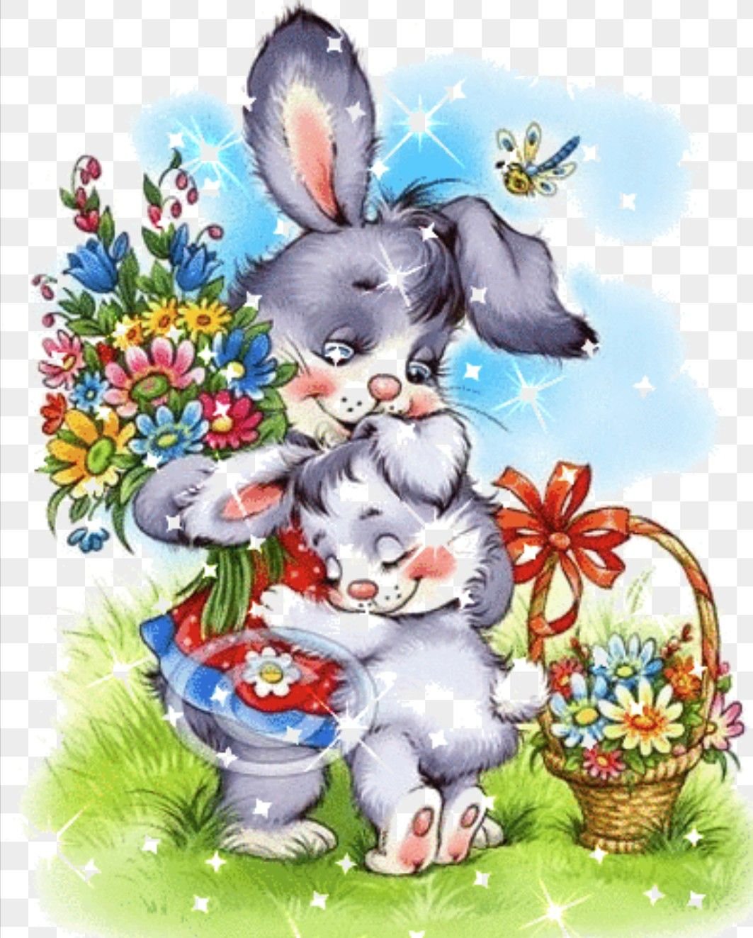 Зайчиха с зайчатами для детей