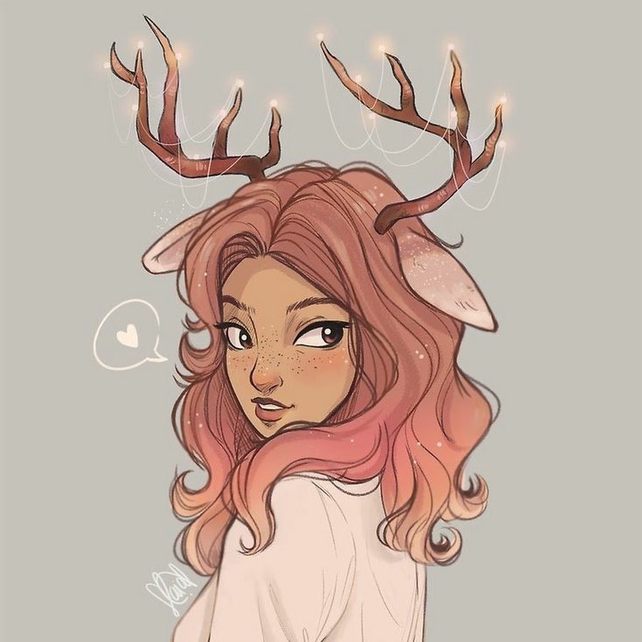 Олень акварелью