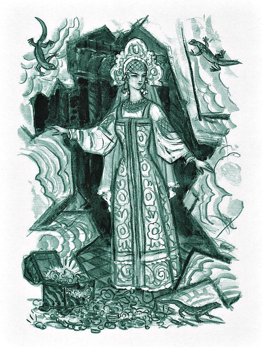 Детские иллюстрации к сказке хозяйка медной горы Бажова