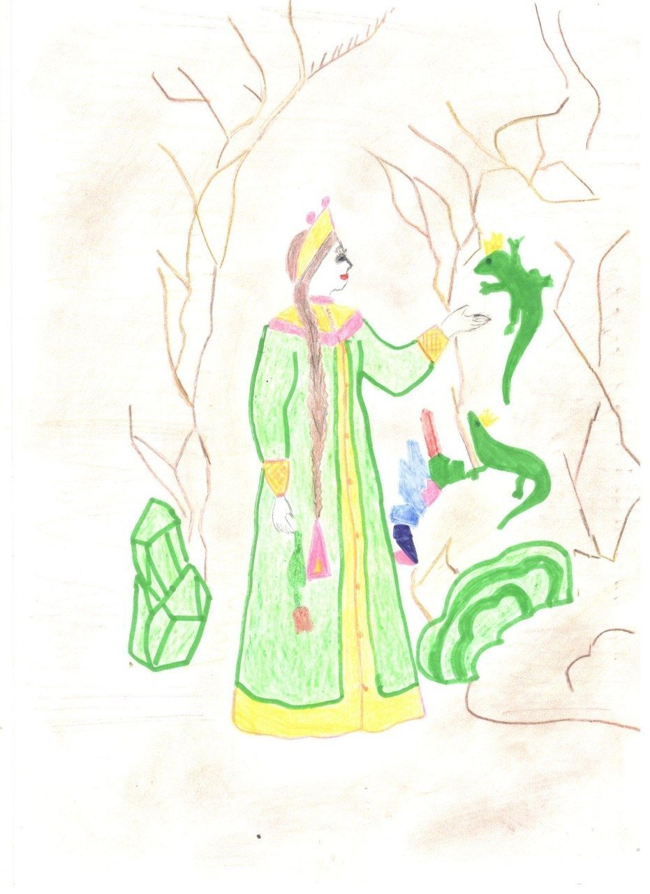 Хозяйка медной горы рисунок карандашом