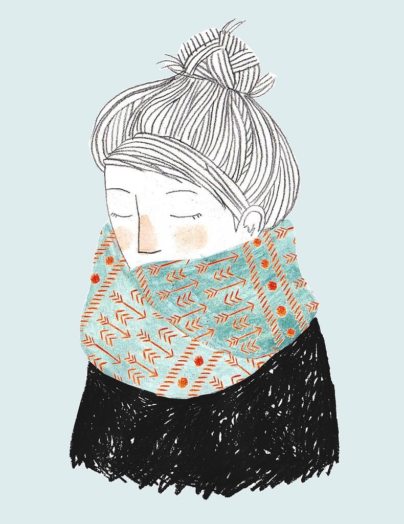 Шарф черно белый