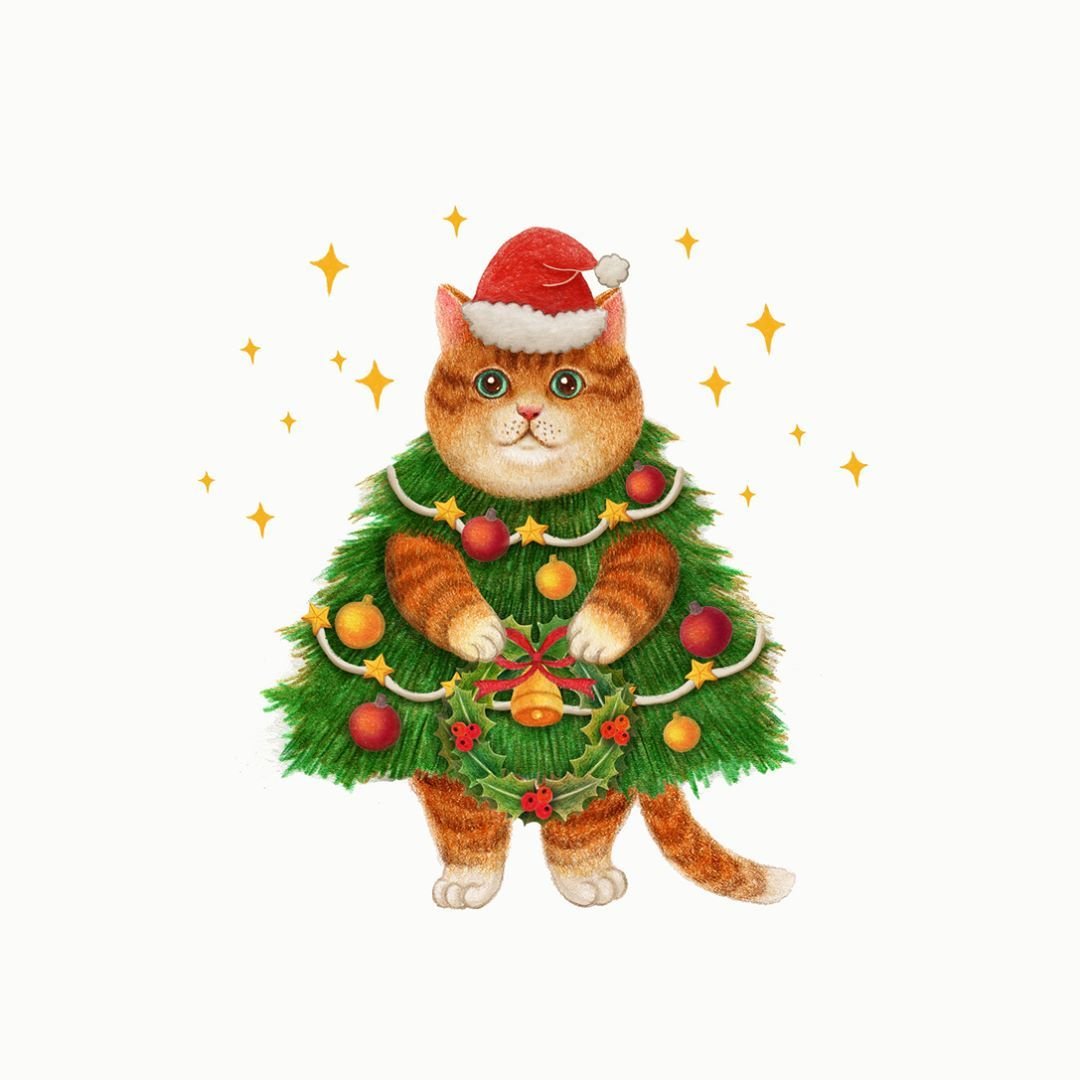 Новогодние мультяшные котики