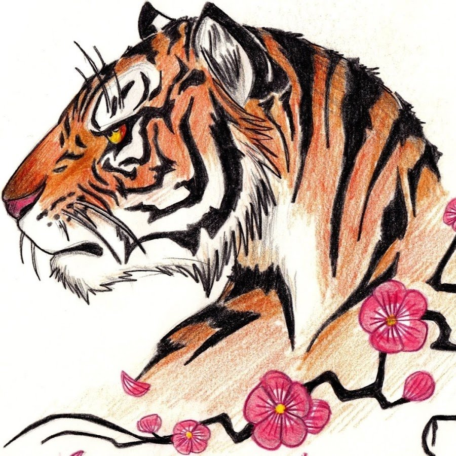 Тигр акварель