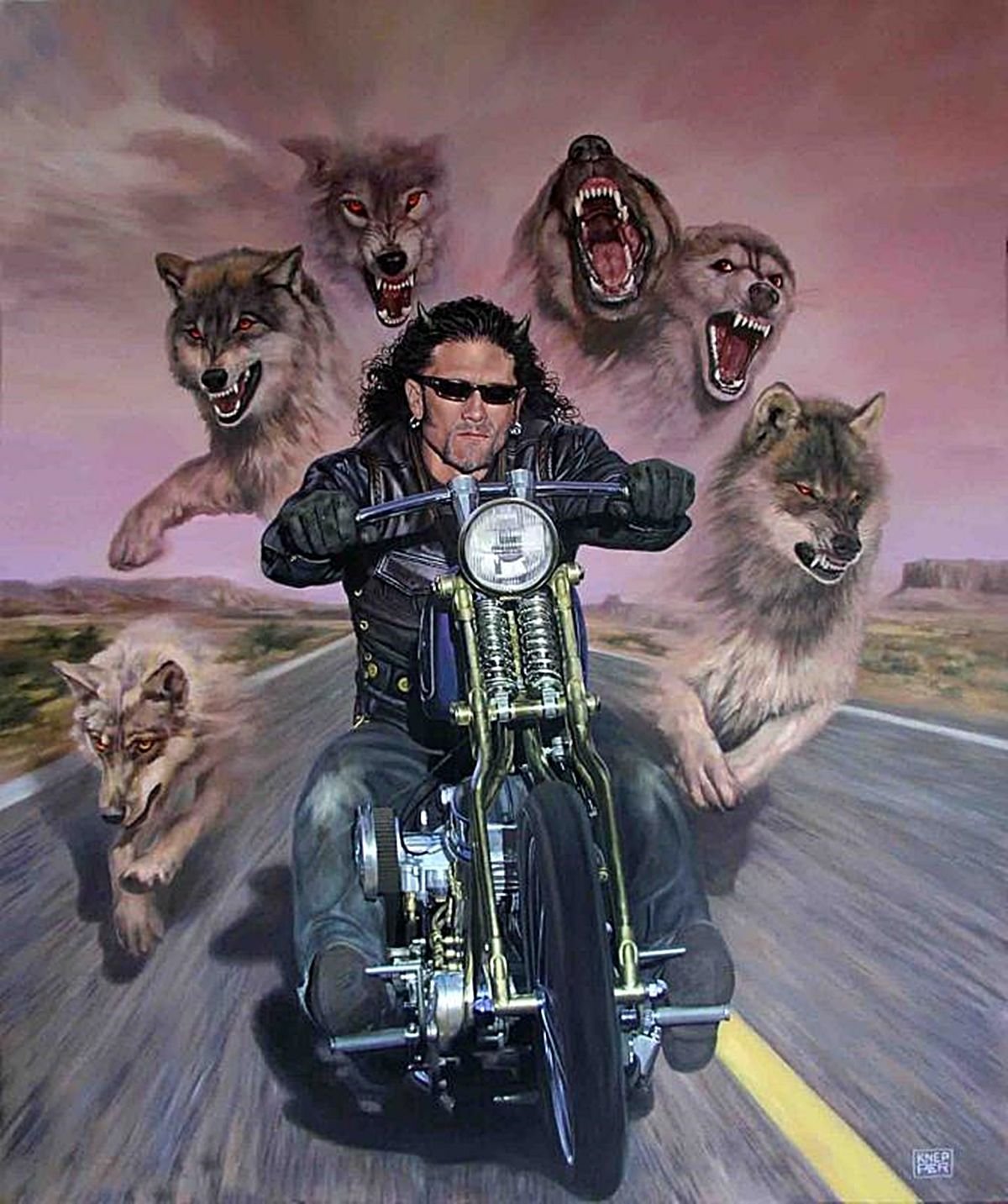 Крутой мотоциклист мультяшный