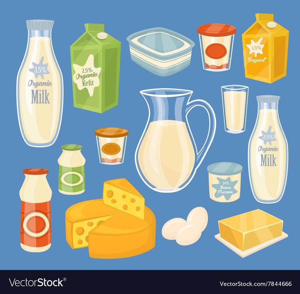 Иллюстрации молочных продуктов