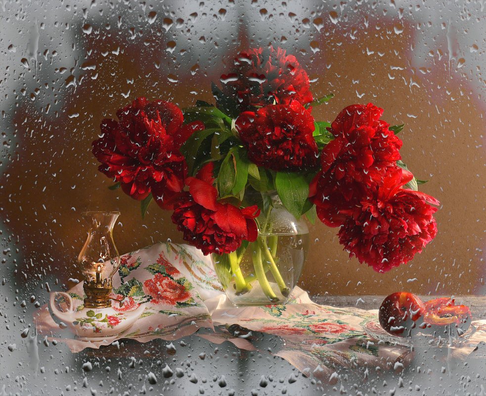 Букет и дождь