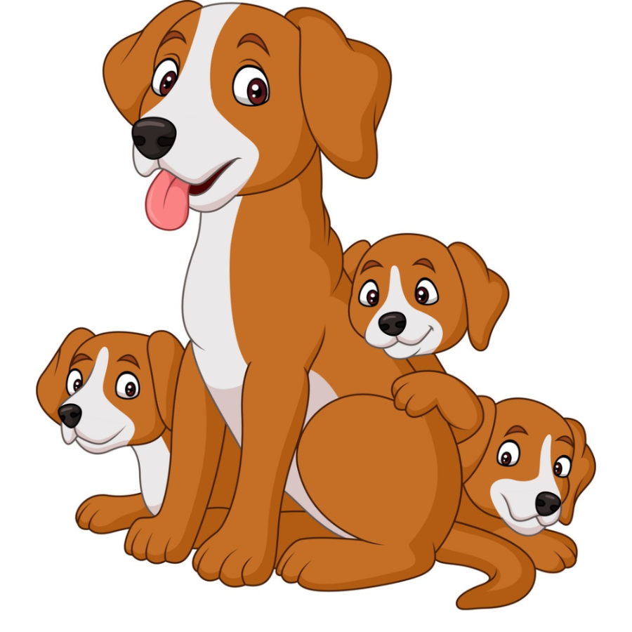 Мультяшная собачка с щенком