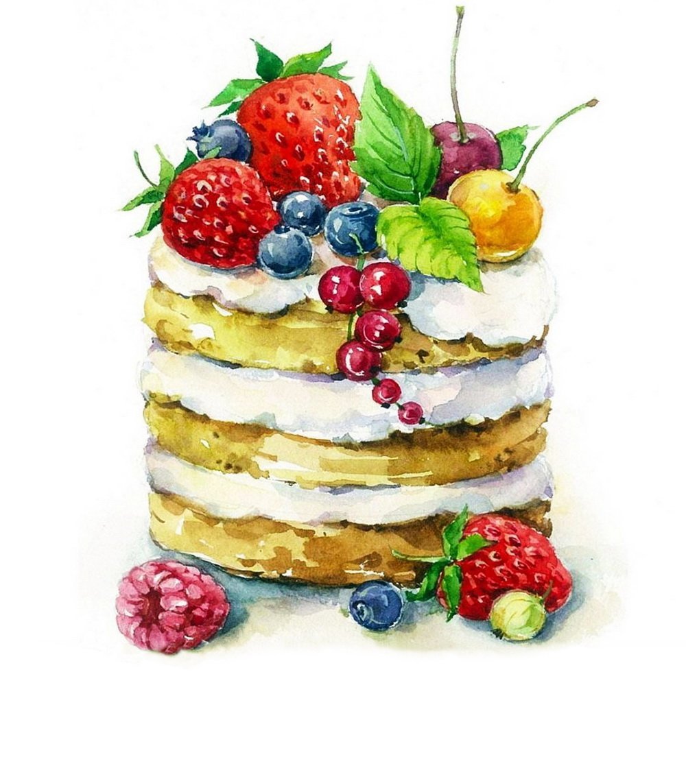 Торт акварель