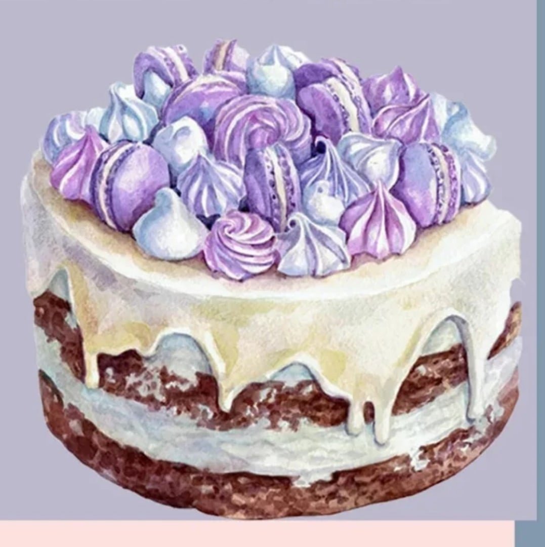 Тортики пирожные акварелью