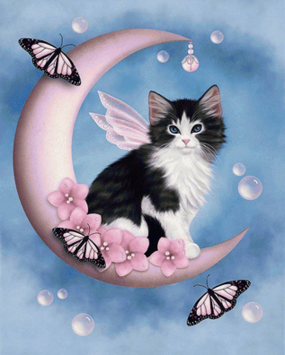 Котенок с бабочкой