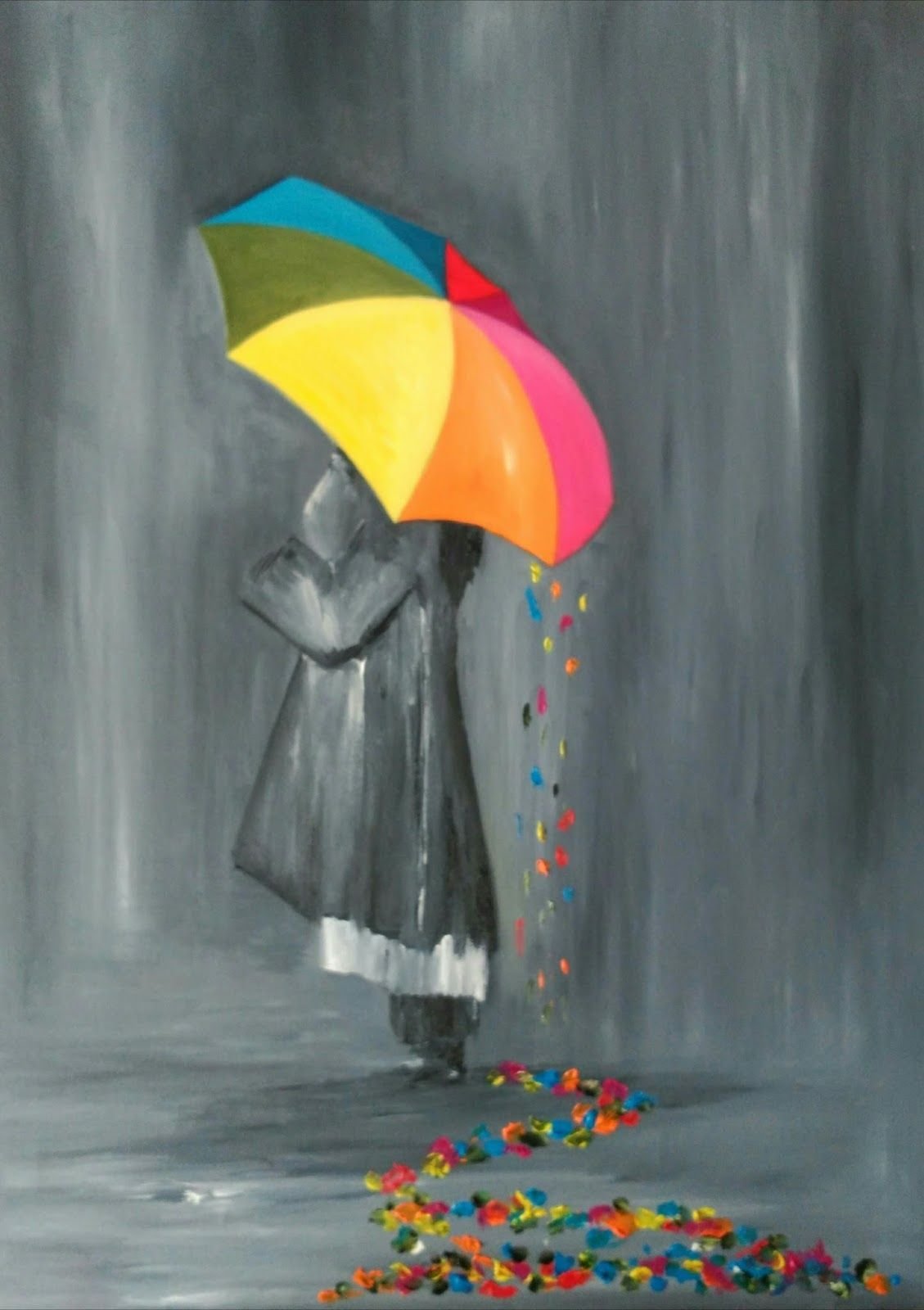 Радужный зонтик дождь