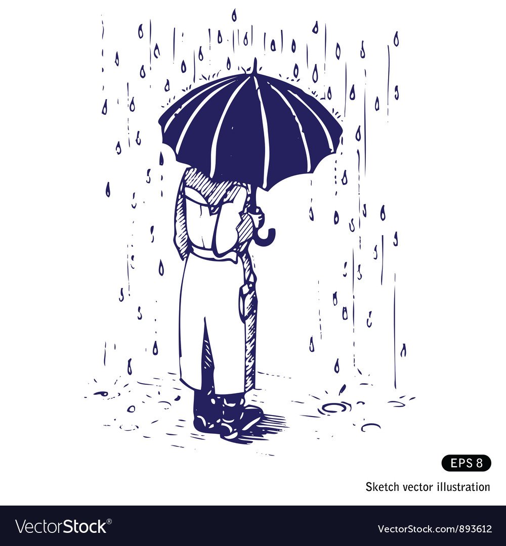 Графика человек под дождем
