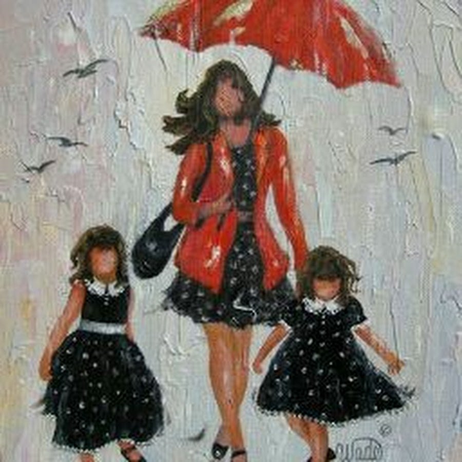 Дети под дождем живопись