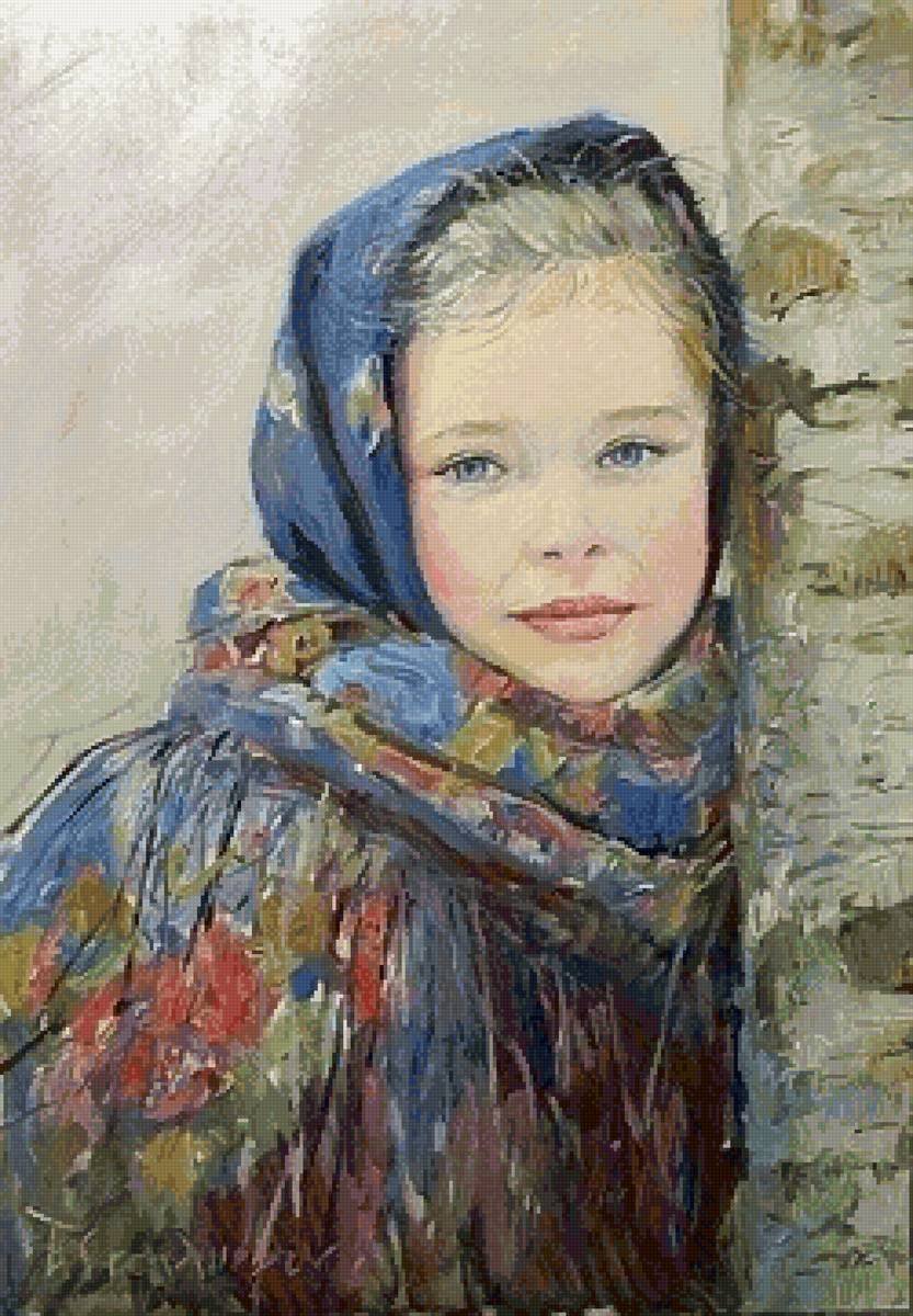 Женщина в платке картина