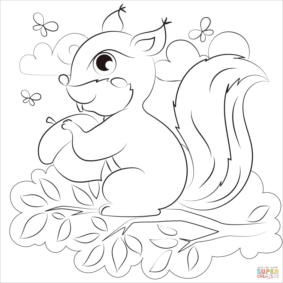 Белка для раскрашивания для малышей