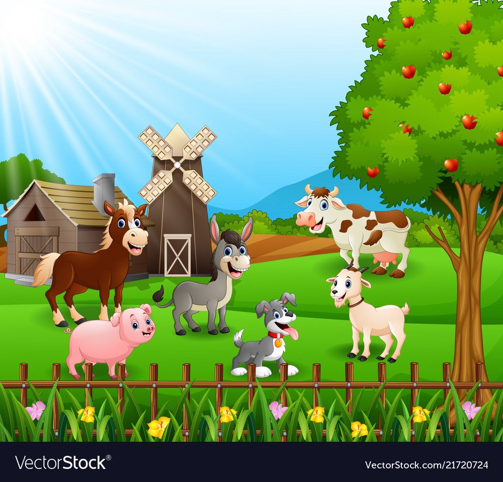 Ферма с животными мультяшные