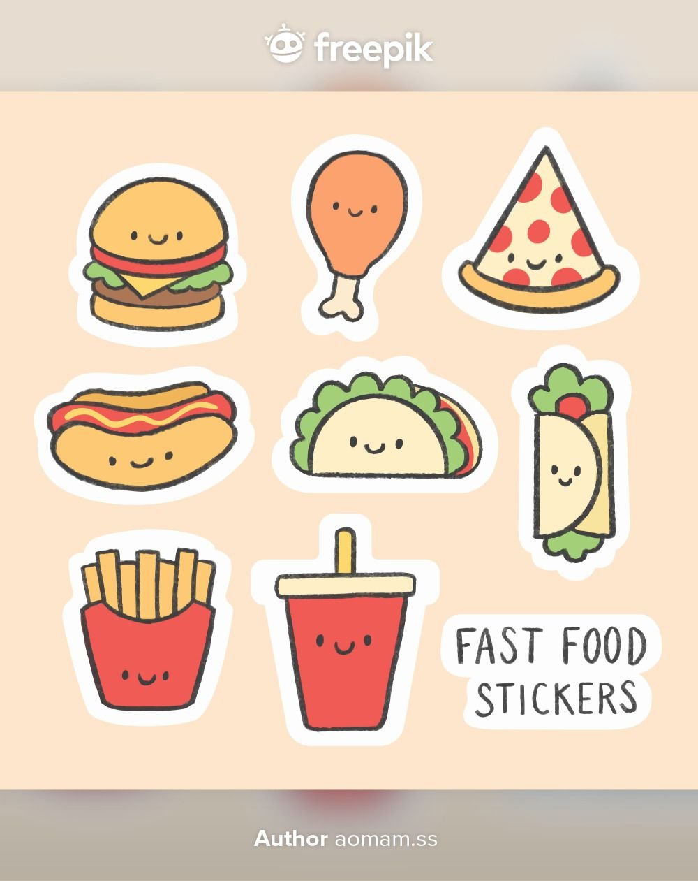 Наклейки для срисовки еда