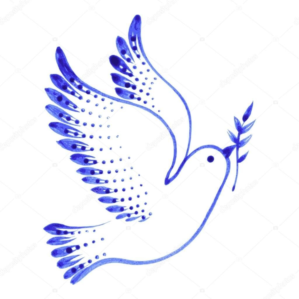 Голубь с веточкой рисунок