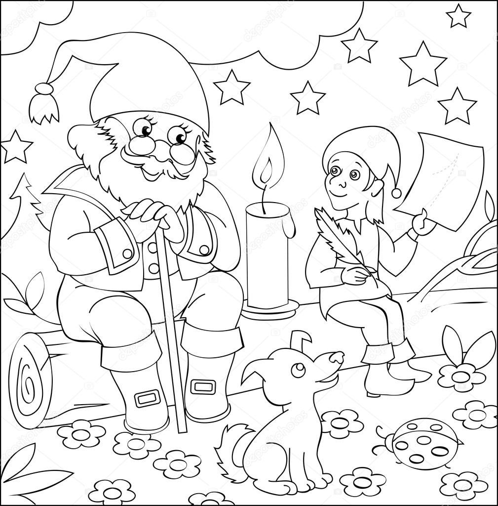 Шествие гномов раскраска