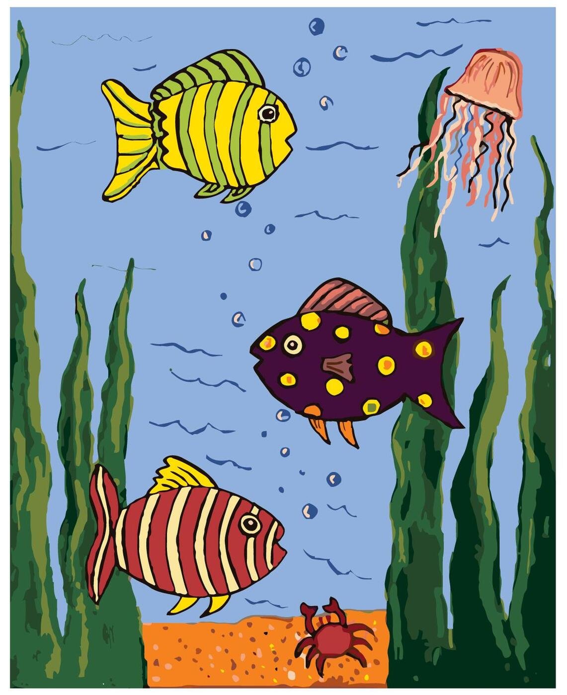 Подводный мир рисунок красками