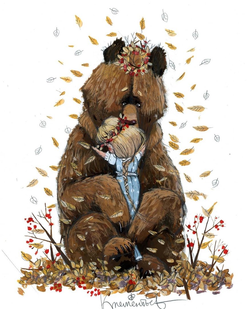 Девочка обнимает медведя